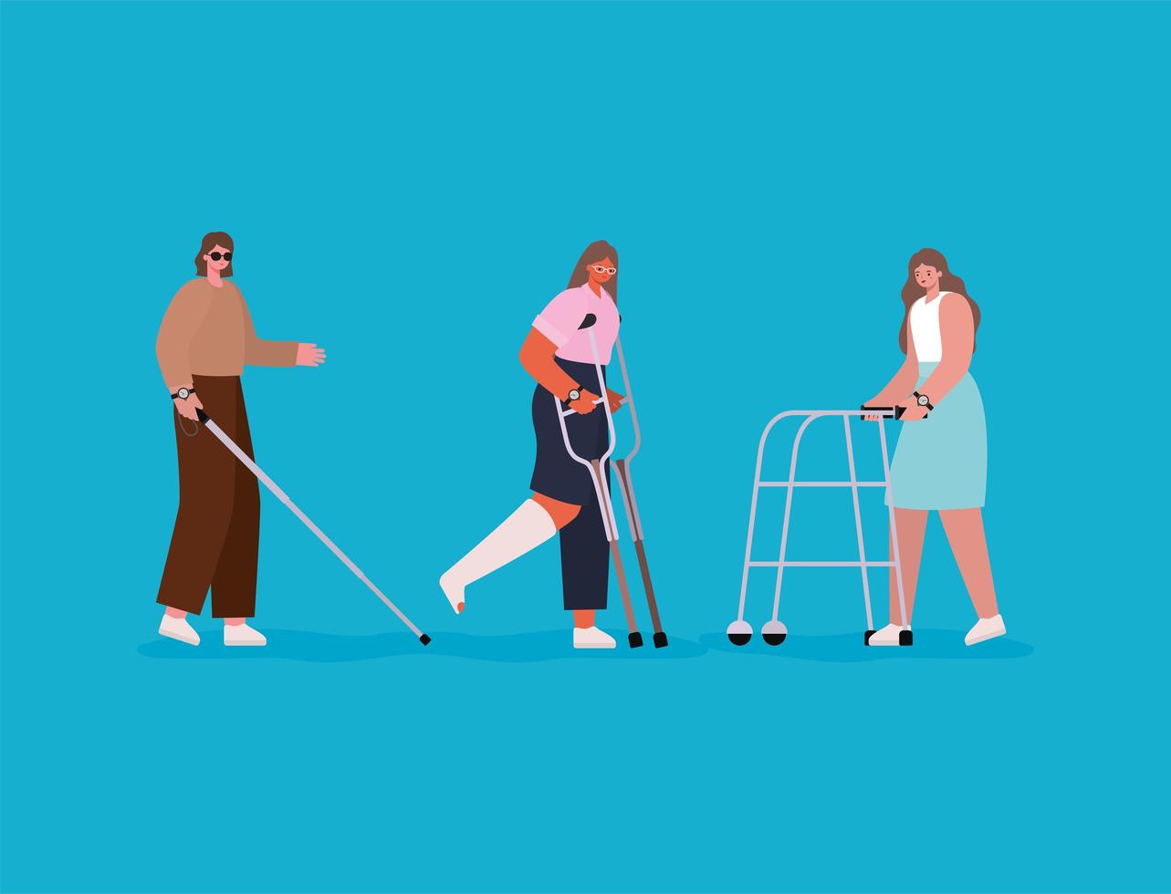 Women with disabilities set vector