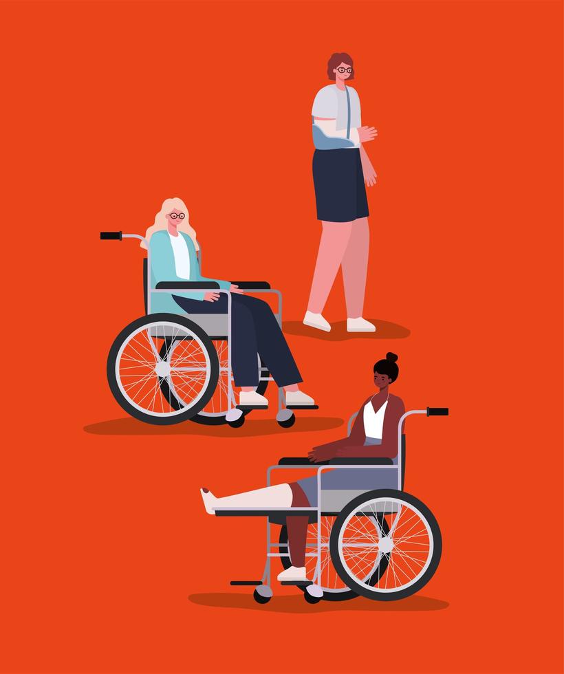 Women with disabilities set vector