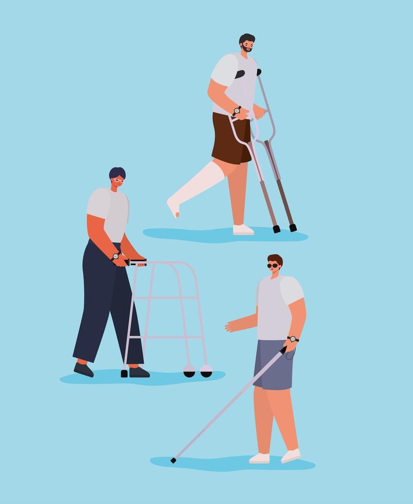 Men with disabilities set vector