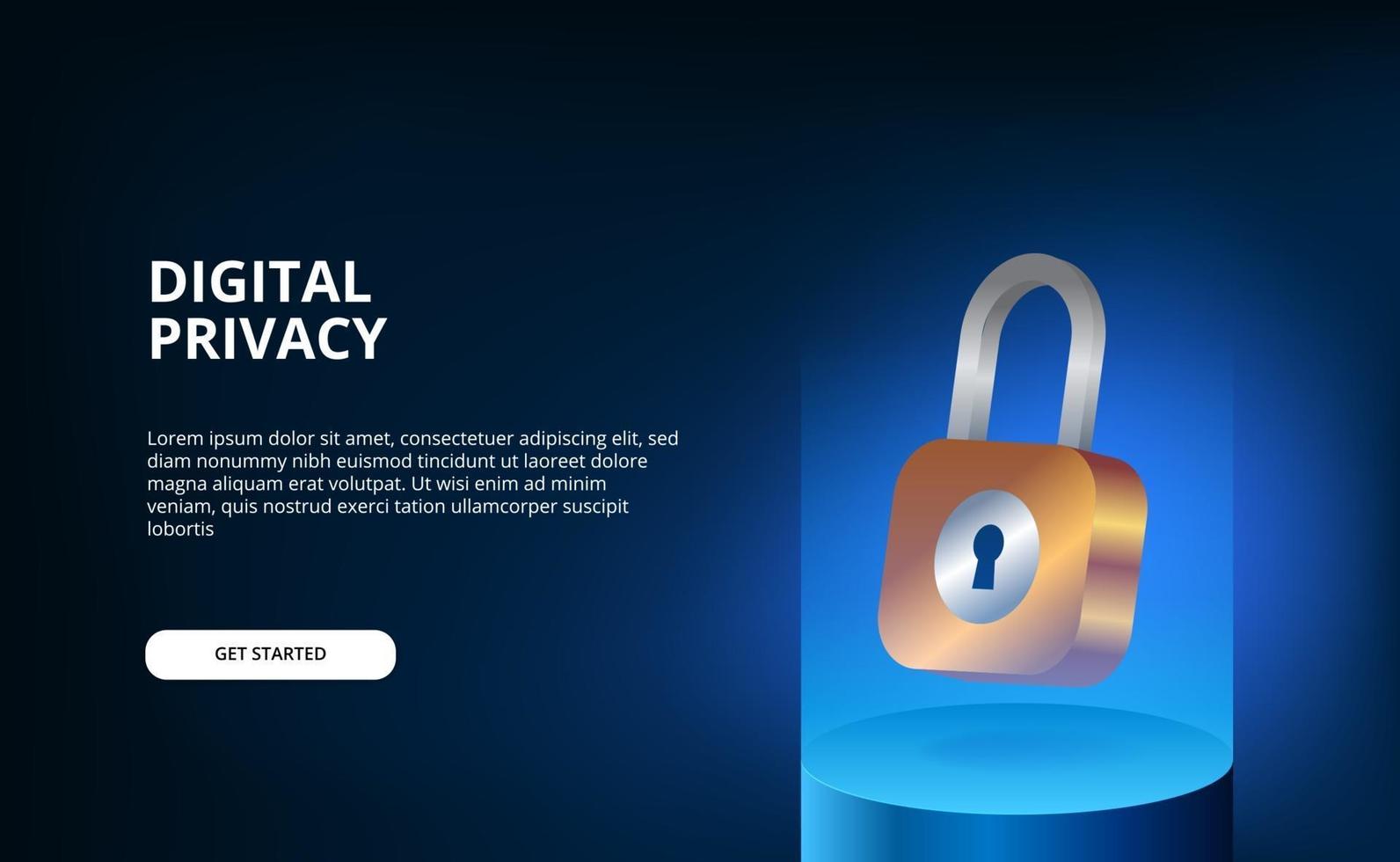 3D padlock floating with blue modern gradient futuristic illustration concept for security and digital personal privacy security vector