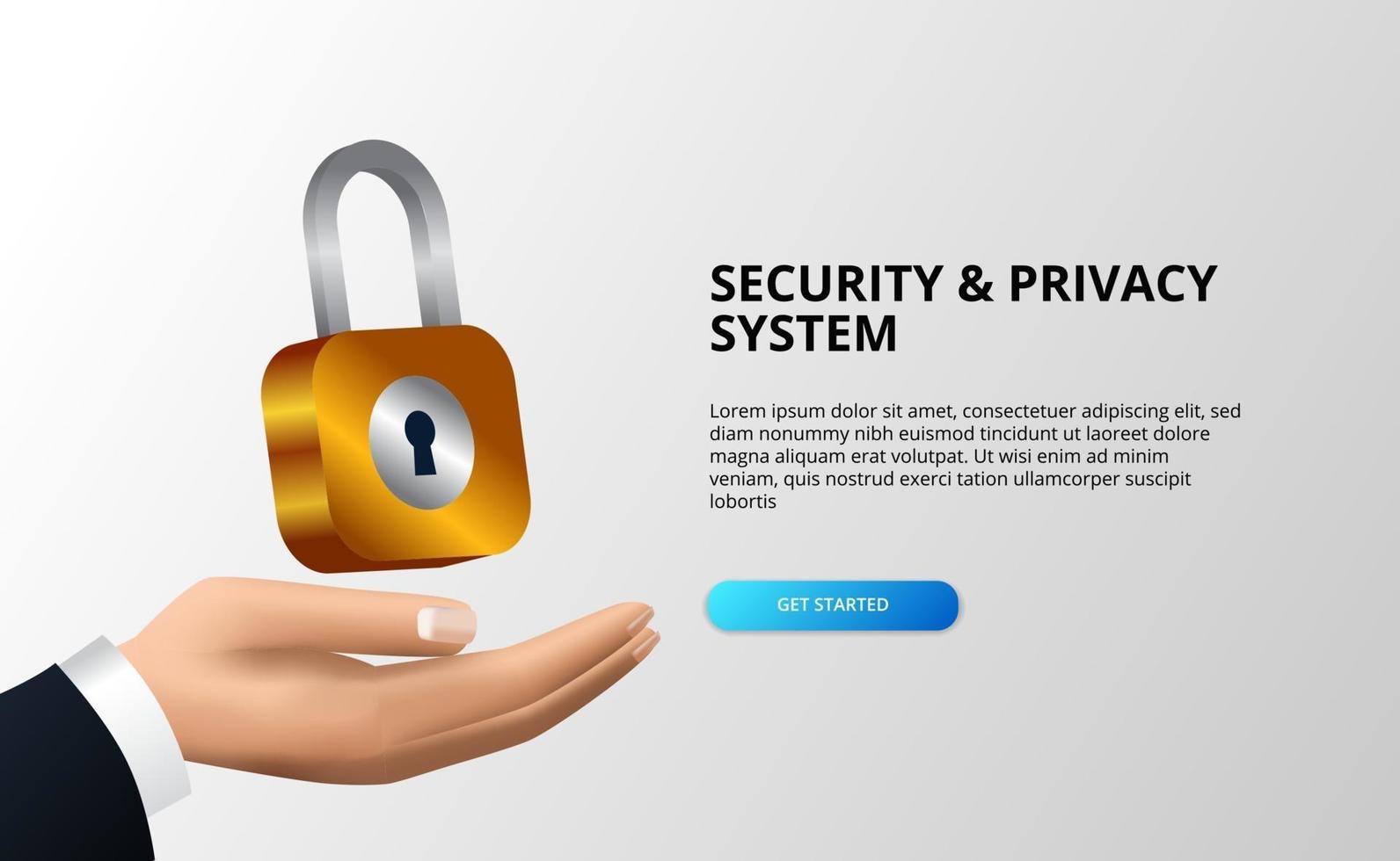 security and privacy system illustration concept with padlock on hand vector