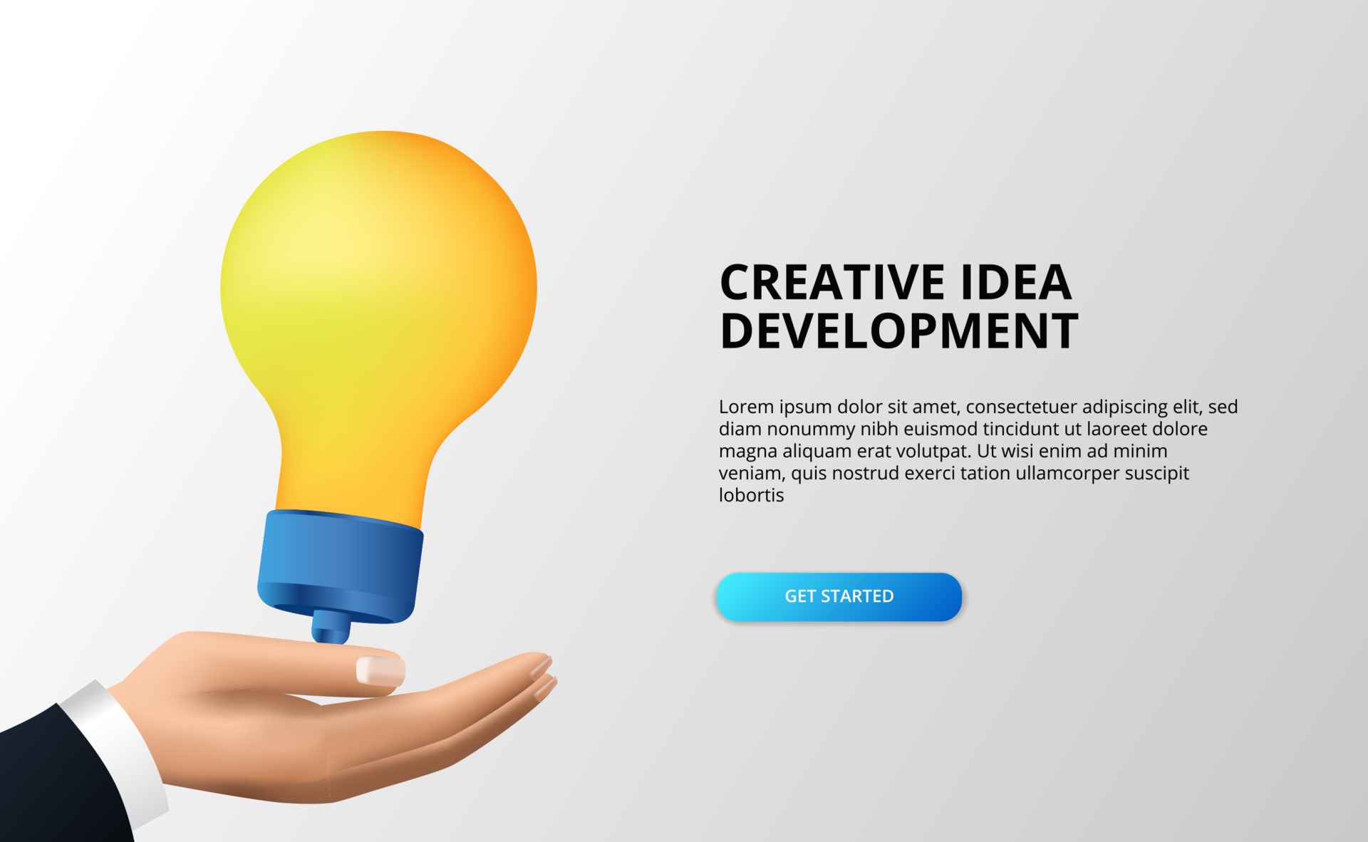 create great idea development with hand and 3d lamp for brainstorming ...