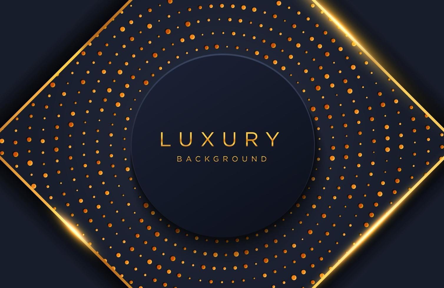 Luxury elegant background with shiny gold dotted pattern isolated on black. Abstract realistic papercut background. Elegant Cover template vector