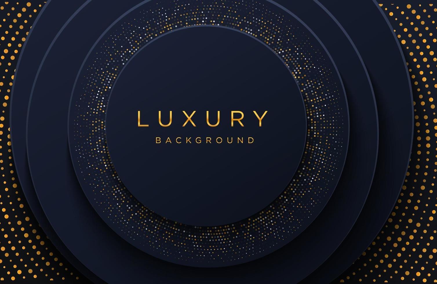 Luxury elegant background with shiny gold dotted pattern isolated on black. Abstract realistic papercut background. Elegant Cover template vector