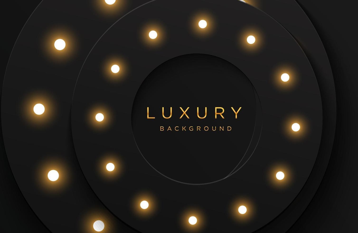 Luxury elegant 3d shape background with shiny light bulb composition isolated on black. Abstract realistic papercut background. Elegant template vector