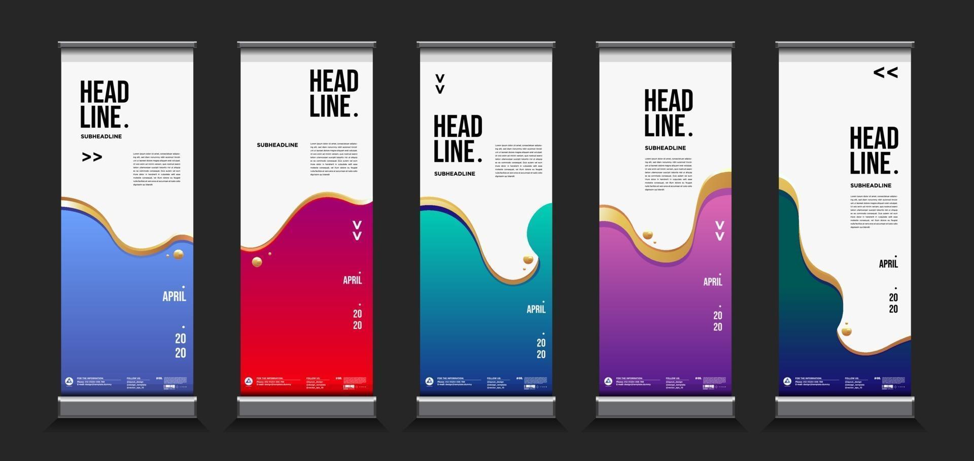 Vector colorful geometric and curve roll up banner