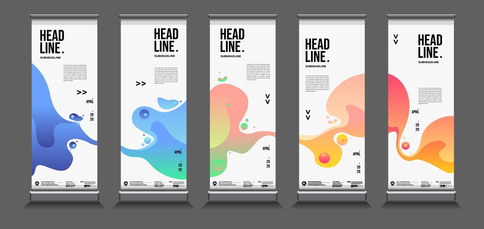 Vector colorful geometric and curve roll up banner