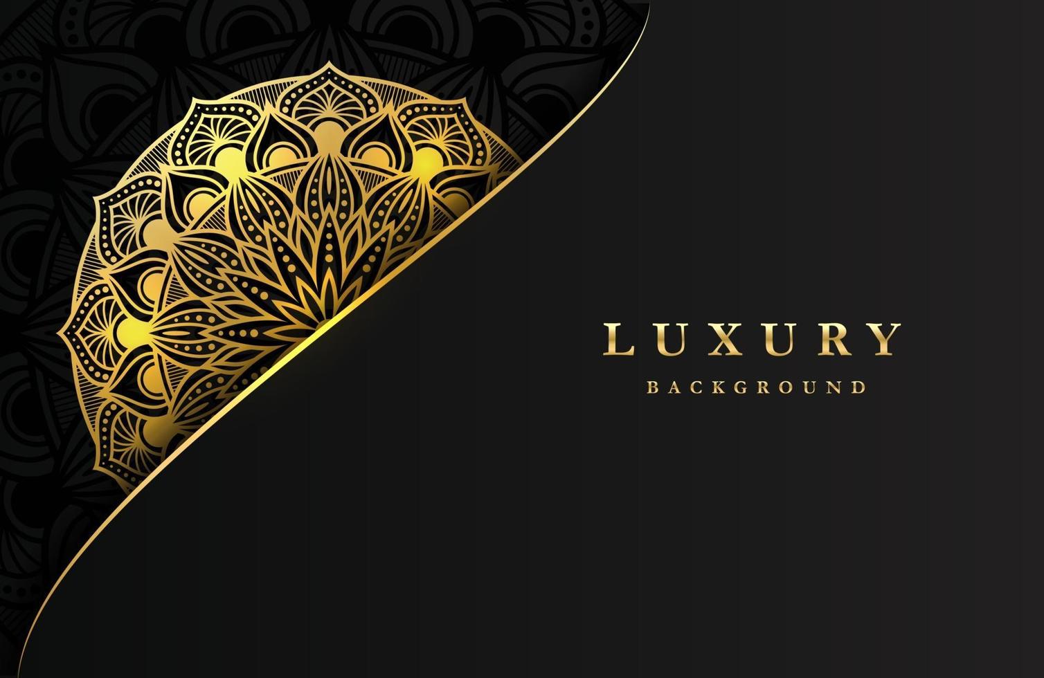 Luxury background with shimmering gold islamic arabesque ornament on dark surface vector