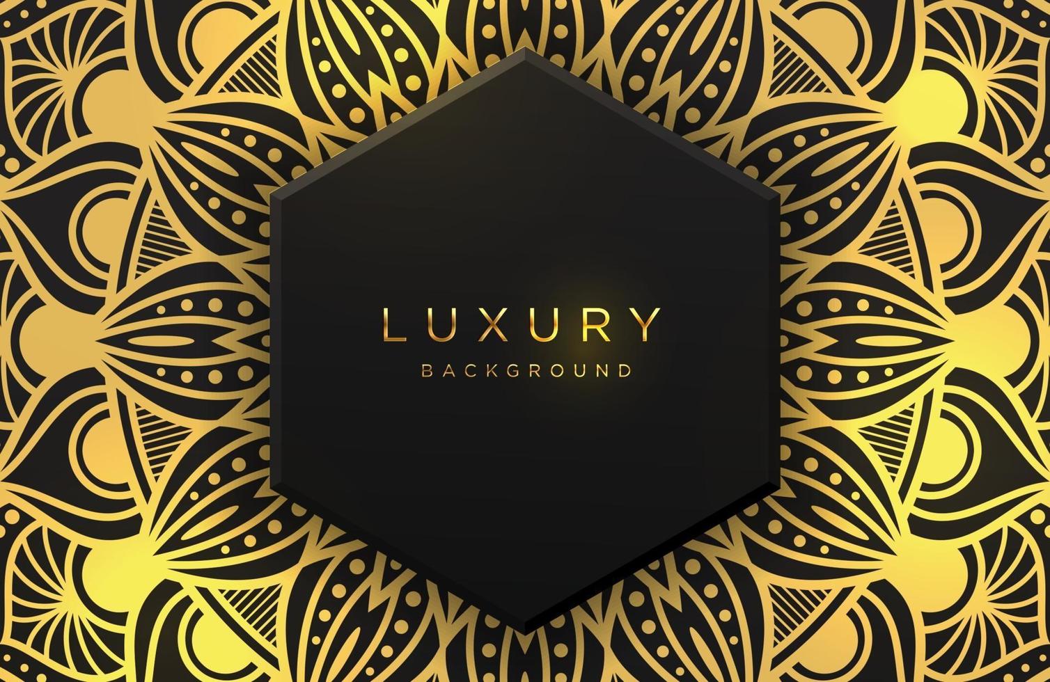 Luxury background with shimmering gold islamic arabesque ornament on dark surface vector