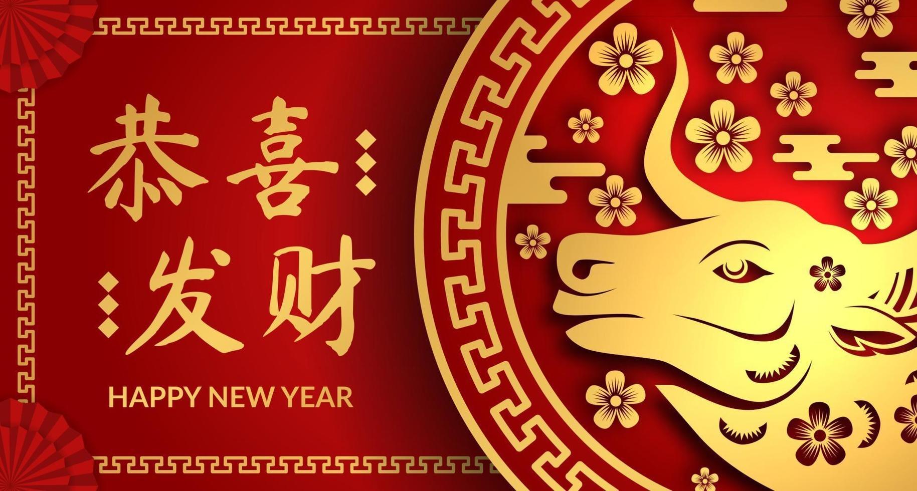 cartel del año nuevo chino del buey vector