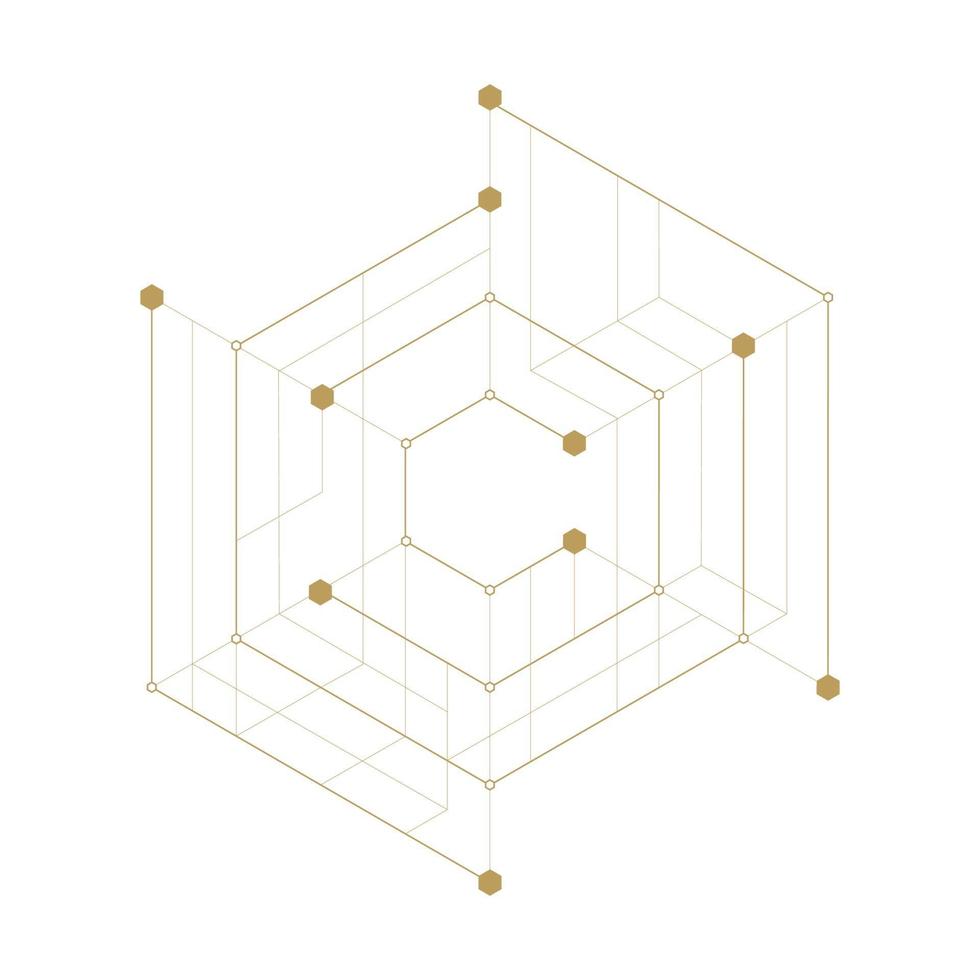 Abstract geometric hexagon. Lines minimalistic design. vector