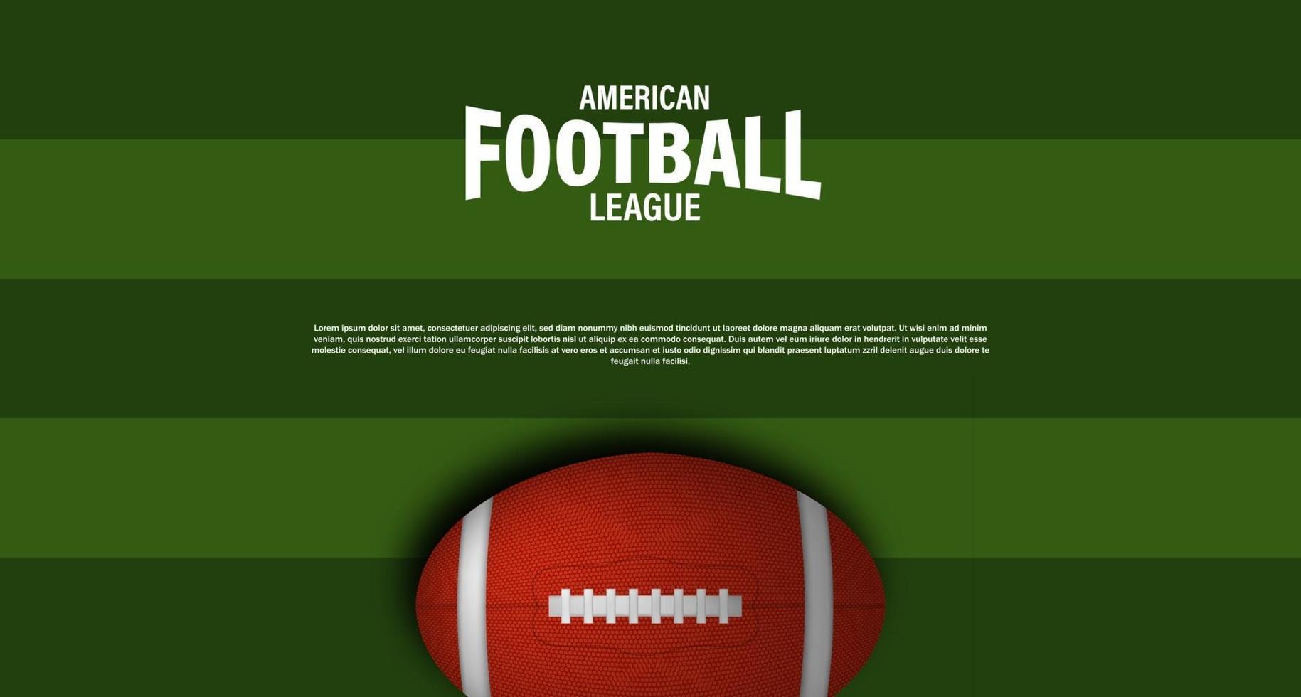 Plantilla de banner de póster de rugby de fútbol americano con pelota ovalada 3d vector