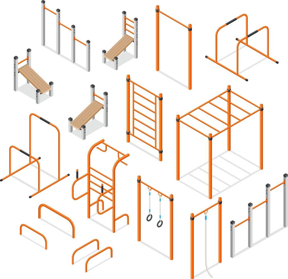 equipos de entrenamiento de fuerza de ejercicios de calle. ilustraciones vectoriales. vector