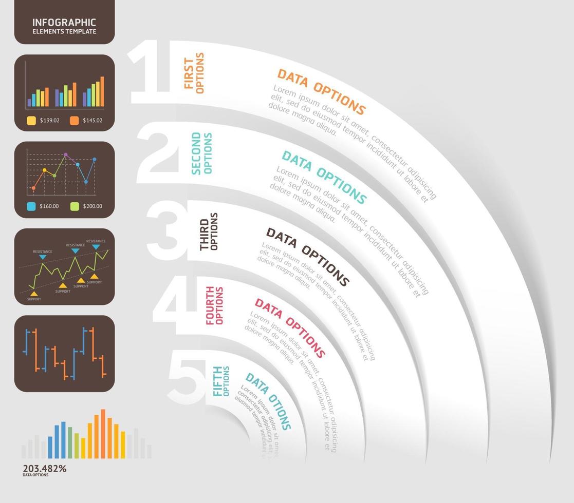 plantilla de diseño de infografías de negocios. ilustración vectorial. se puede utilizar para diseño de flujo de trabajo, diagrama, opciones numéricas, opciones de inicio, diseño web. vector