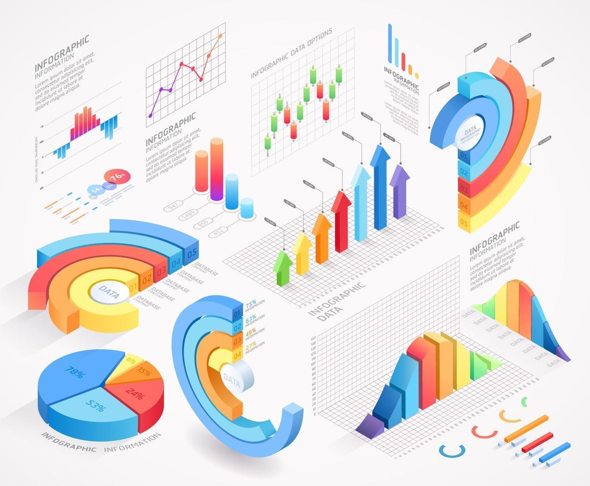 Infographics isometric elements vector illustrations.