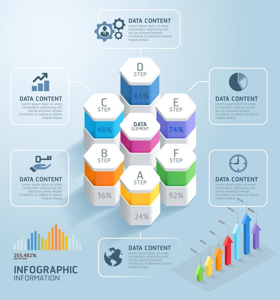 plantilla de diseño de infografías de negocios. ilustración vectorial. se puede utilizar para diseño de flujo de trabajo, diagrama, opciones numéricas, opciones de inicio, diseño web. vector