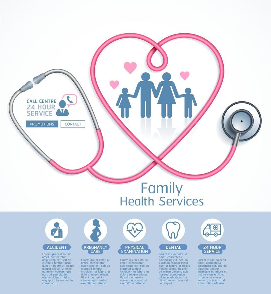 Family health services vector illustrations.