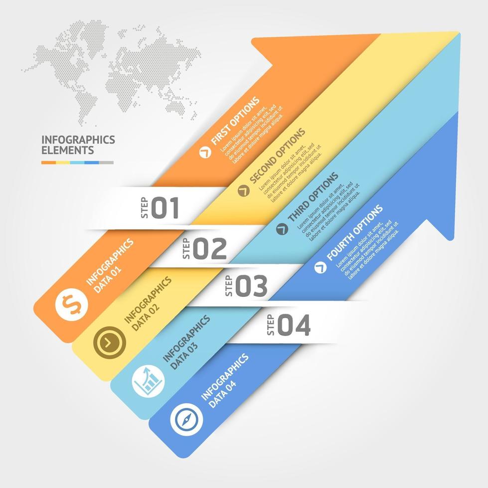 plantilla de elementos de infografías de negocios. ilustraciones vectoriales. se puede utilizar para diseño de flujo de trabajo, banner, diagrama, opciones numéricas, diseño web, plantilla de línea de tiempo. vector