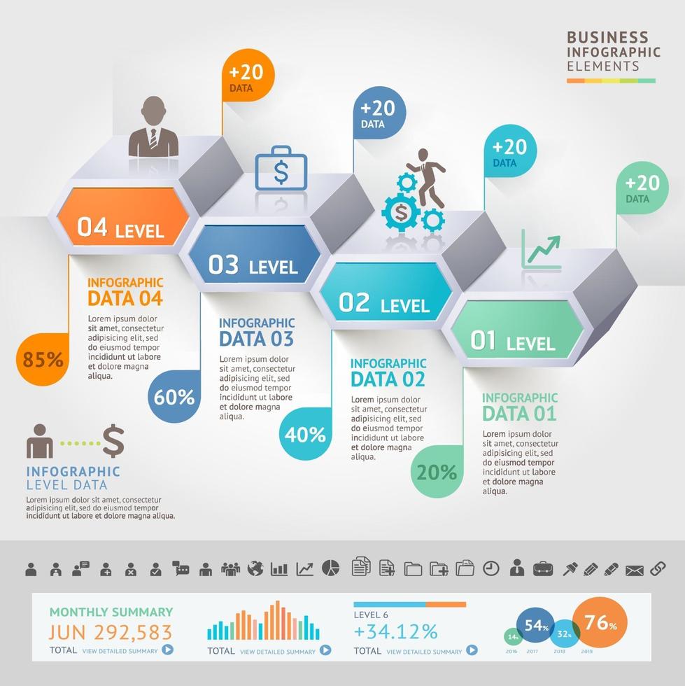 Business infographics design template. Vector illustration. Can be used for workflow layout, diagram, number options, start-up options, web design.
