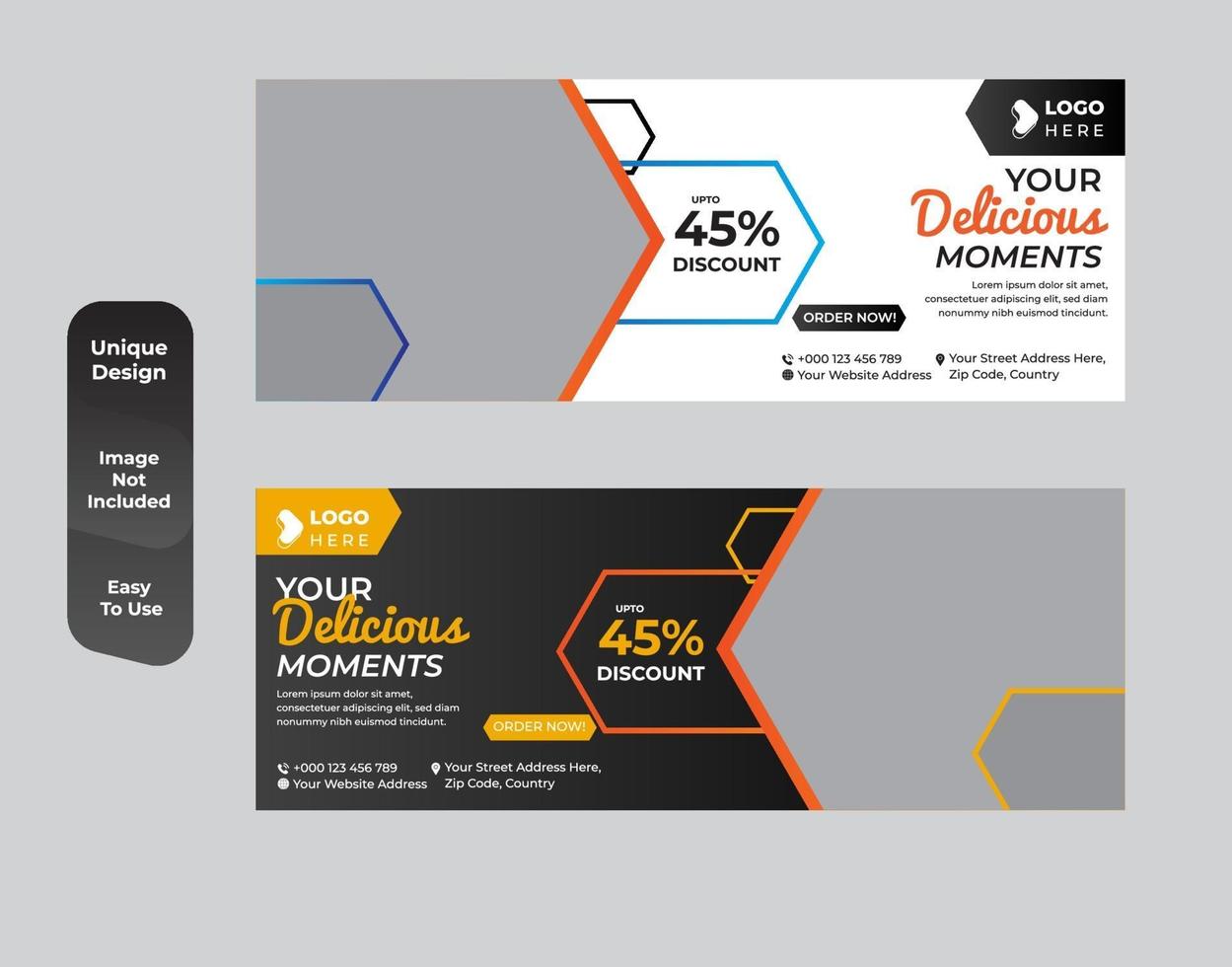 Food online concept banner template set vector