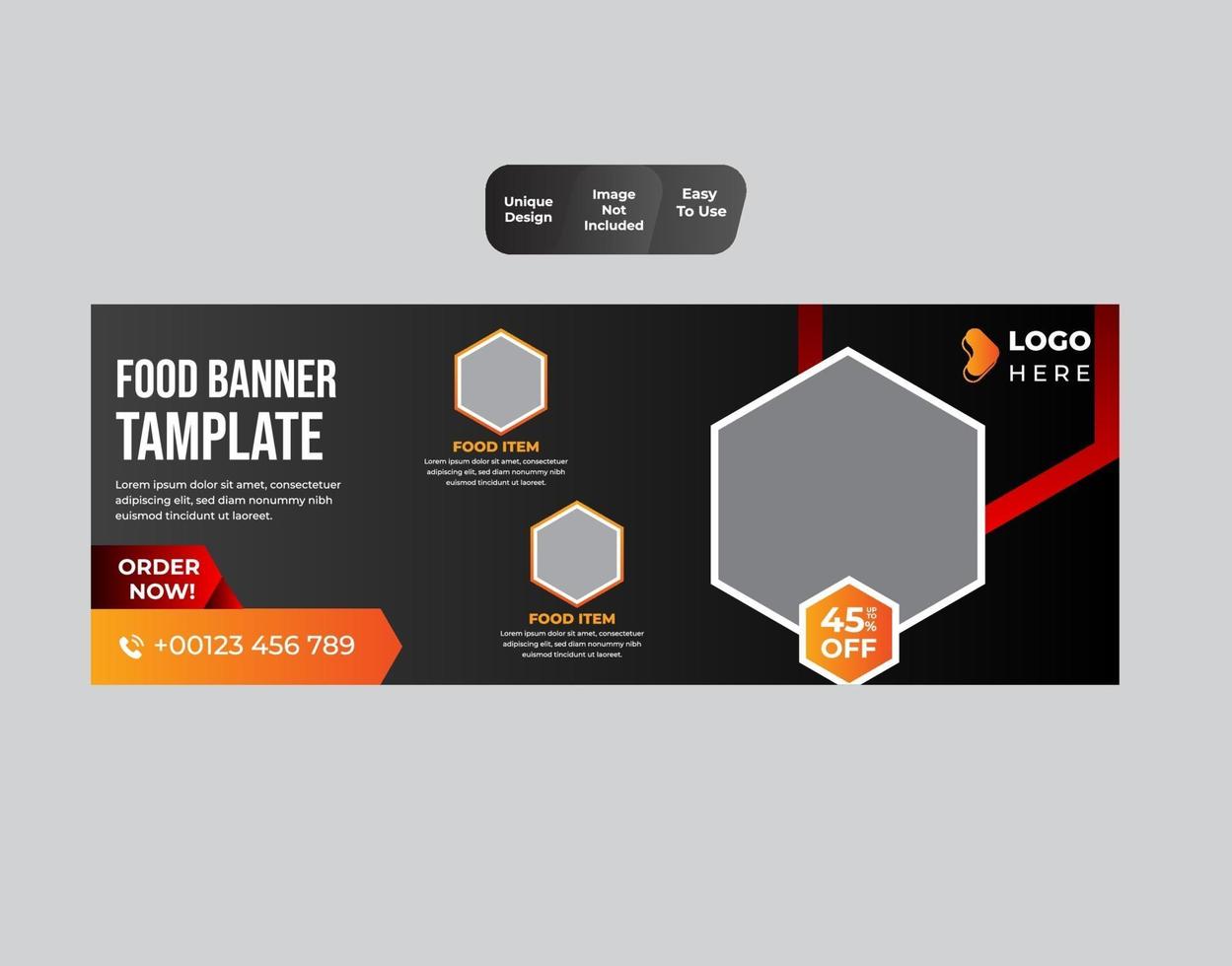 Food social media promotion and web banner design template vector