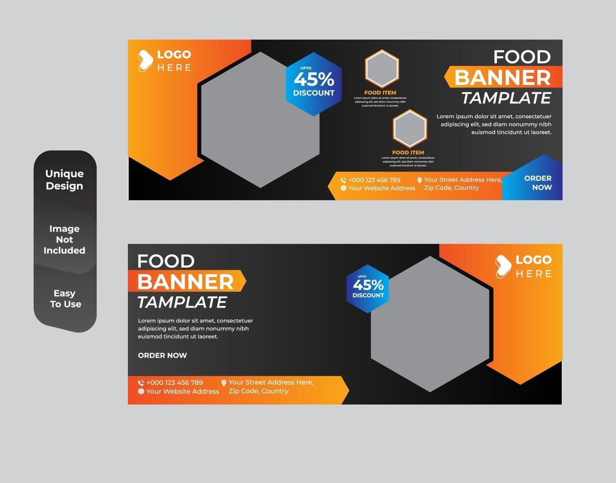 Diseño de banner web de comida para restaurante. vector