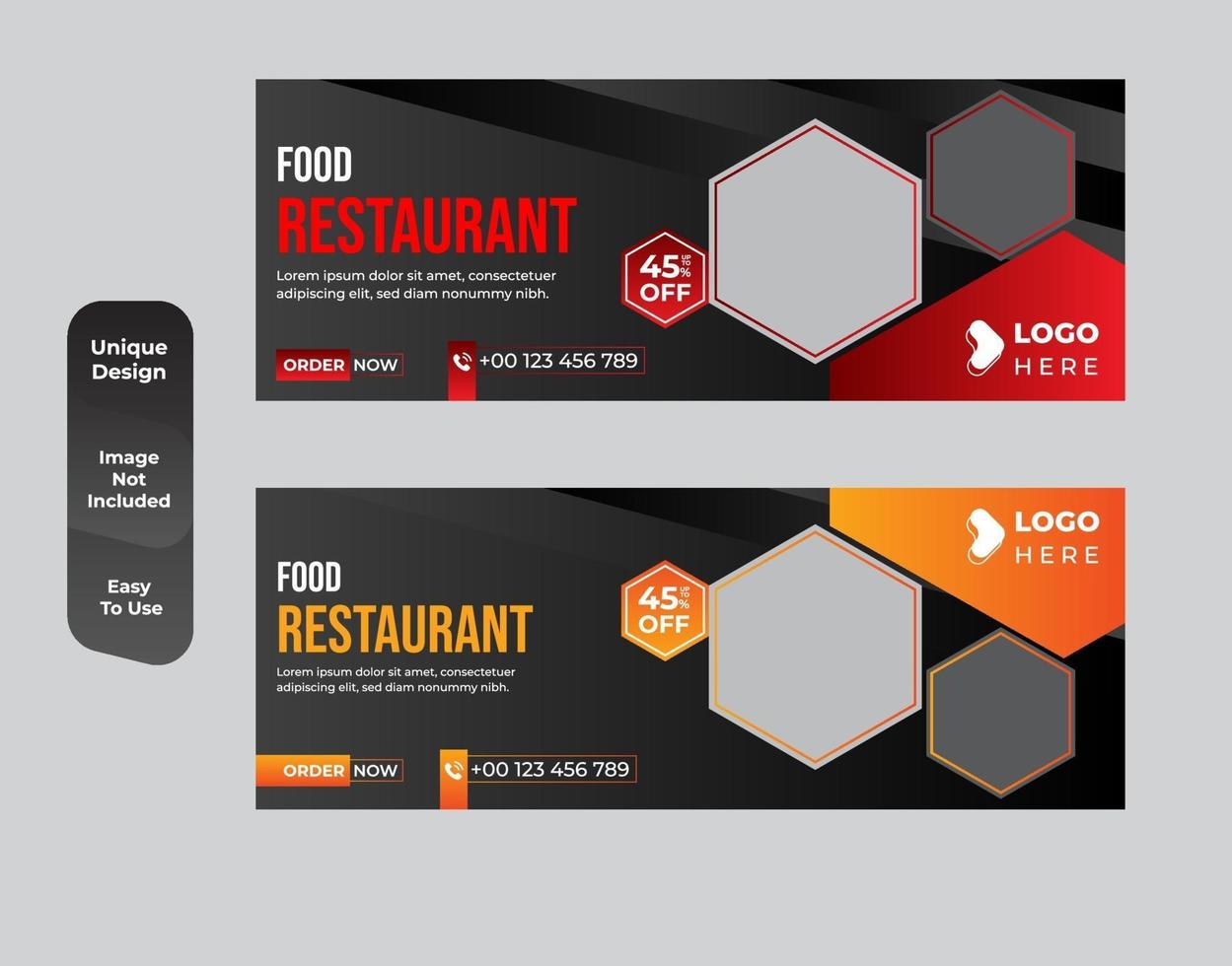 promoción de redes sociales de alimentos y conjunto de plantillas de diseño de banner web vector