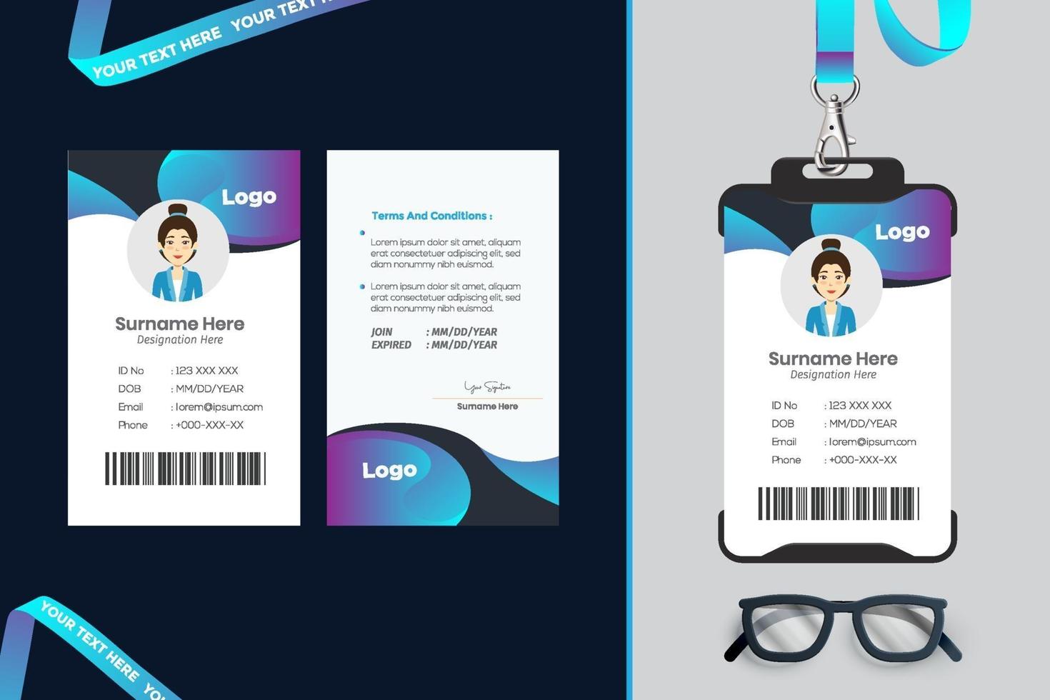 simple Id card template design vector