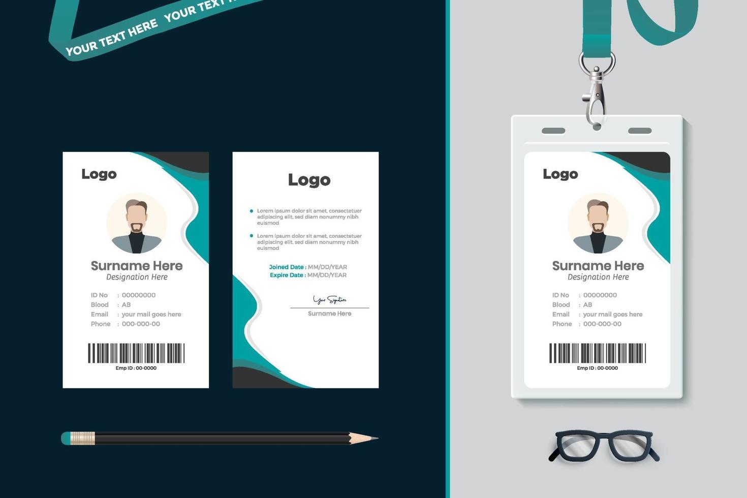 diseño de plantilla de tarjeta de identificación simple con vector