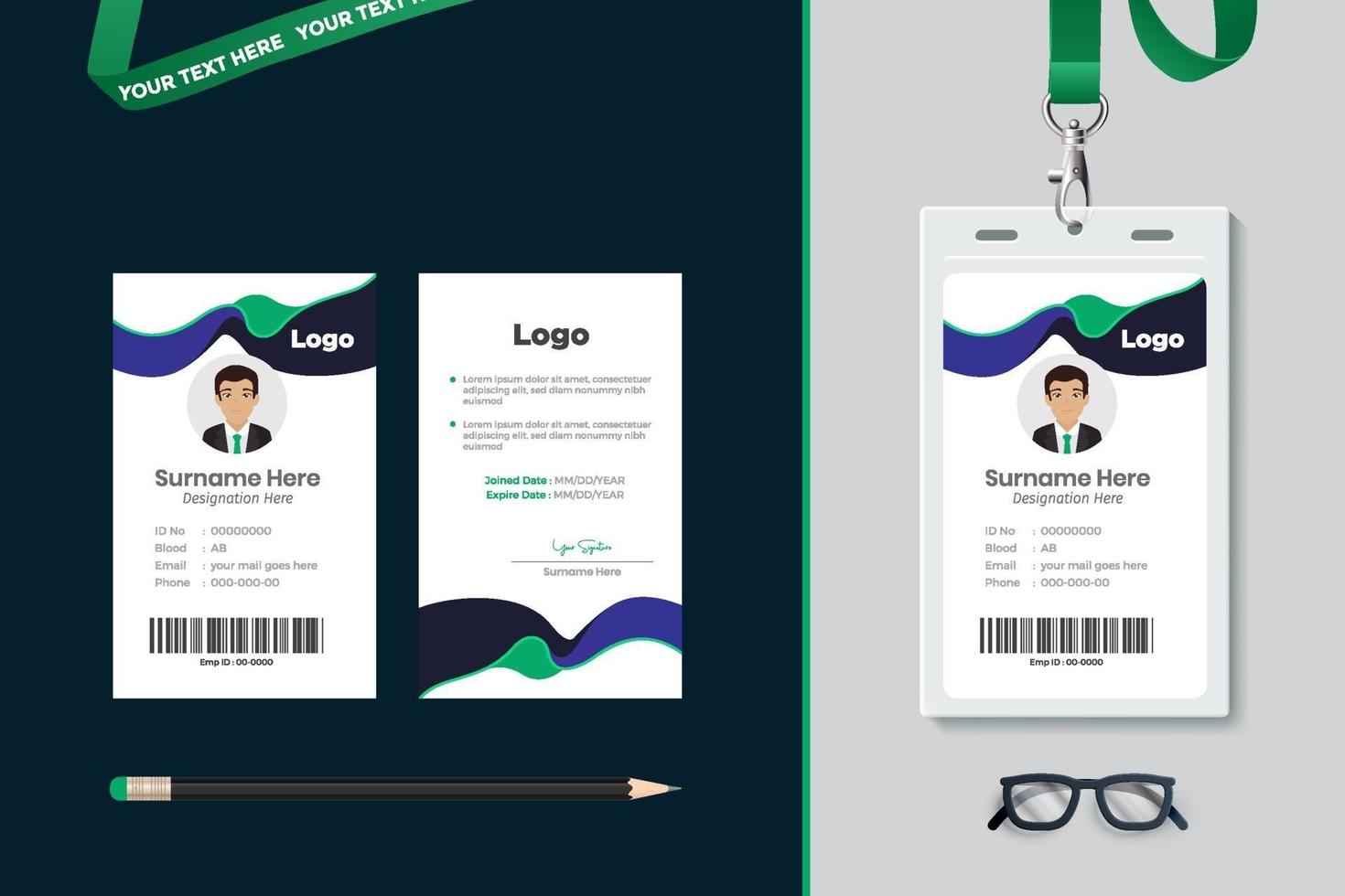 simple Id card template design vector