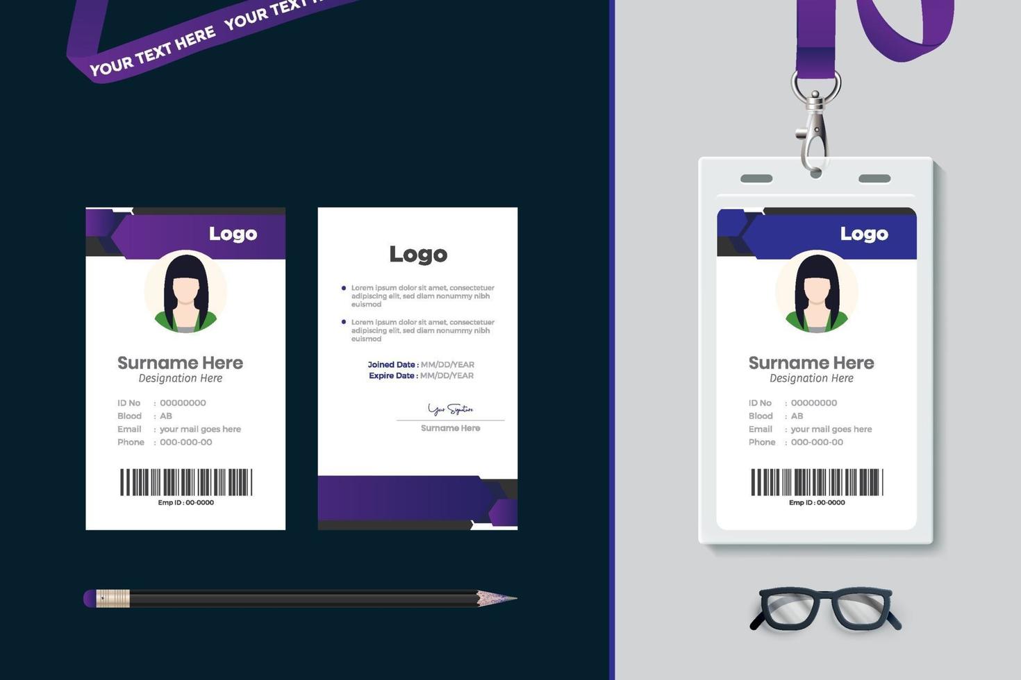 diseño de plantilla de tarjeta de identificación simple vector