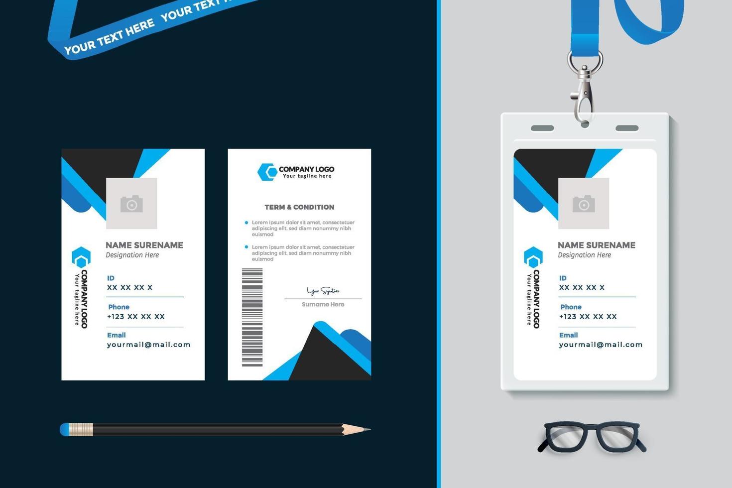 diseño de plantilla de tarjeta de identificación simple vector