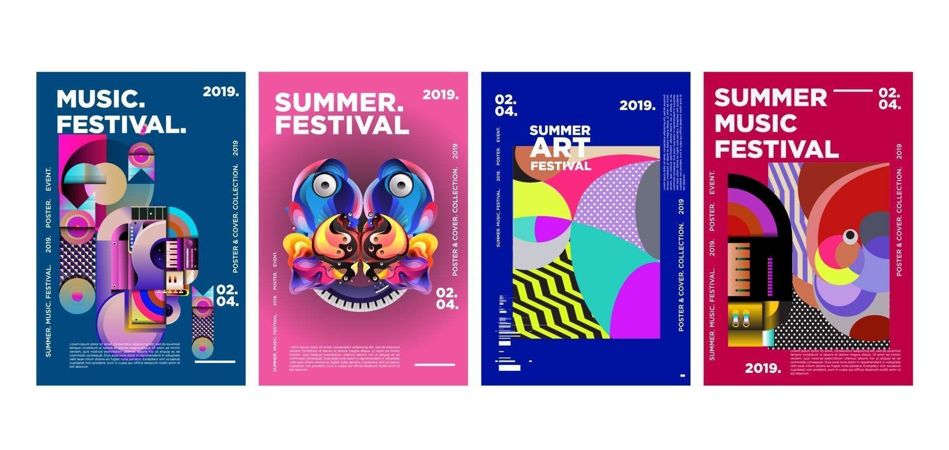cartel del festival de música y arte de verano vector