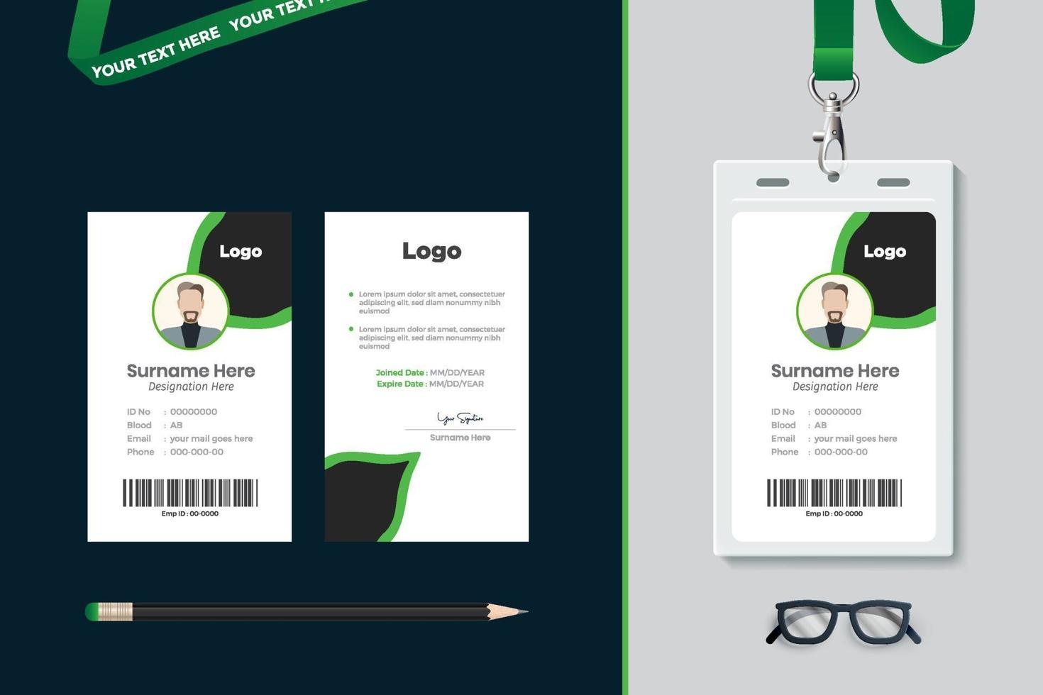 diseño de plantilla de tarjeta de identificación simple vector