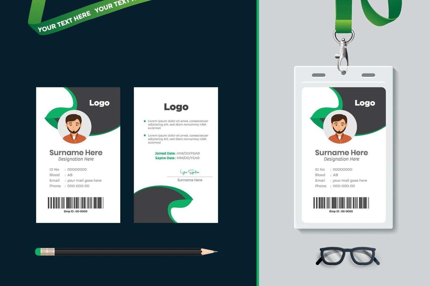 diseño de plantilla de tarjeta de identificación simple vector