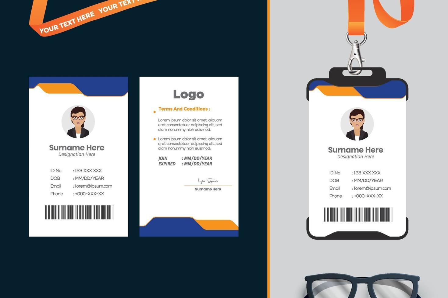 simple Id card template design vector