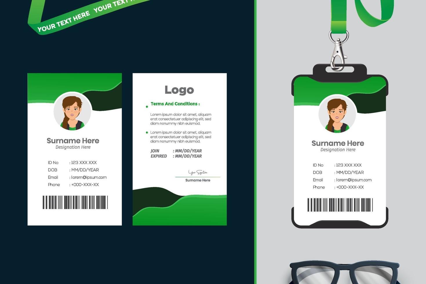 diseño de plantilla de tarjeta de identificación simple vector