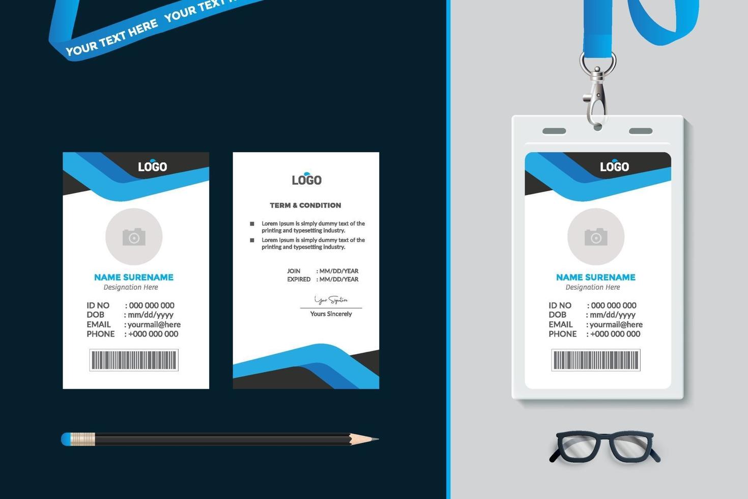 simple Id card template design vector