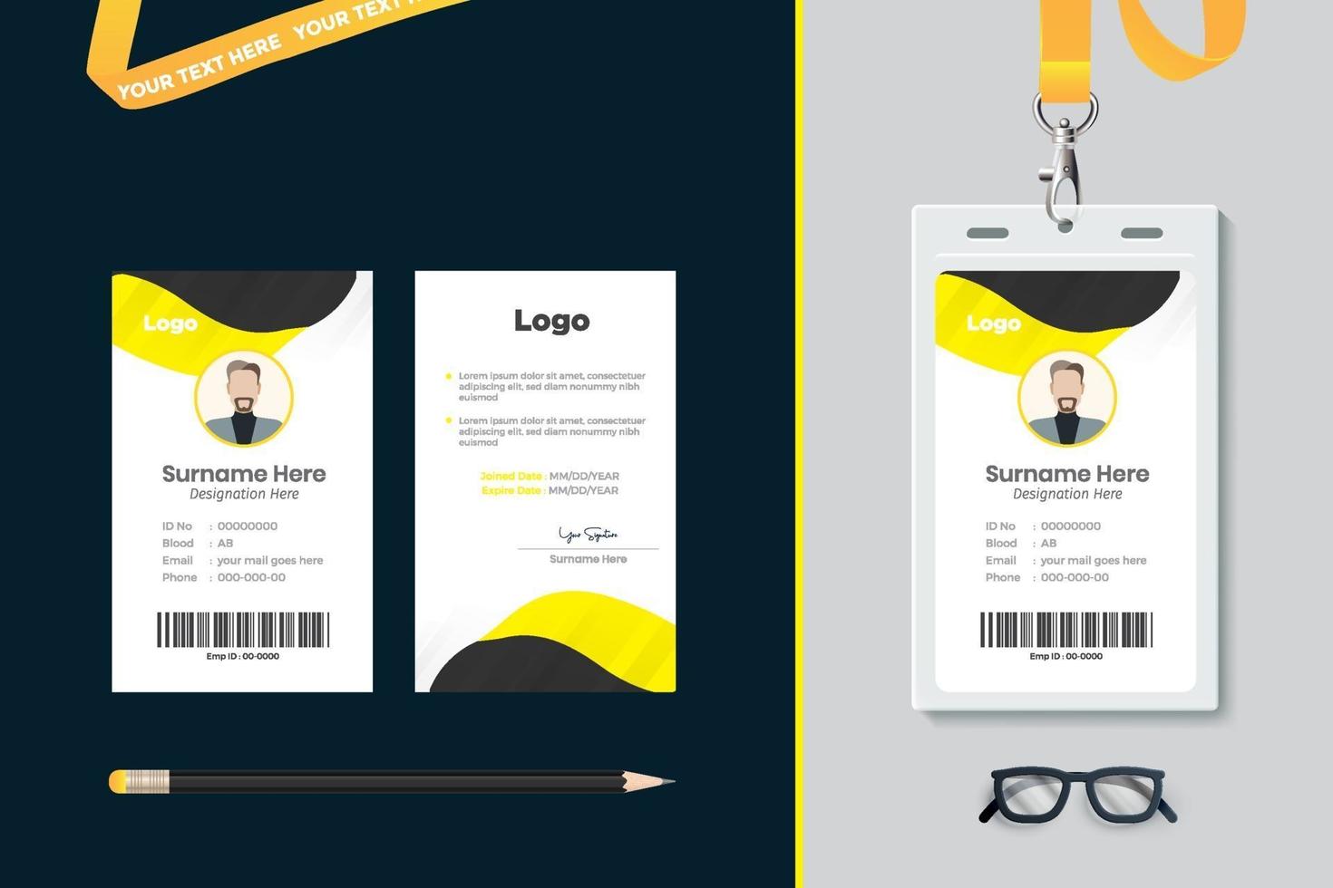 Id card template design vector