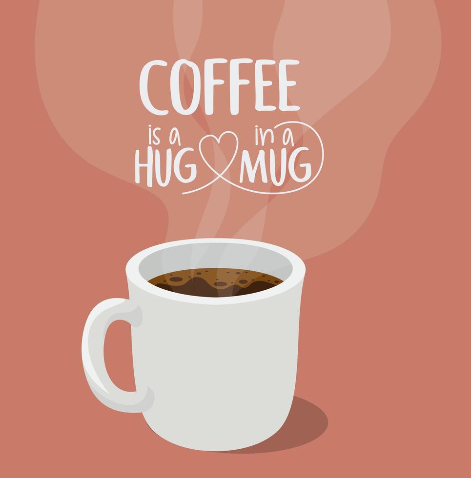 El café es un abrazo en un diseño de vector de taza