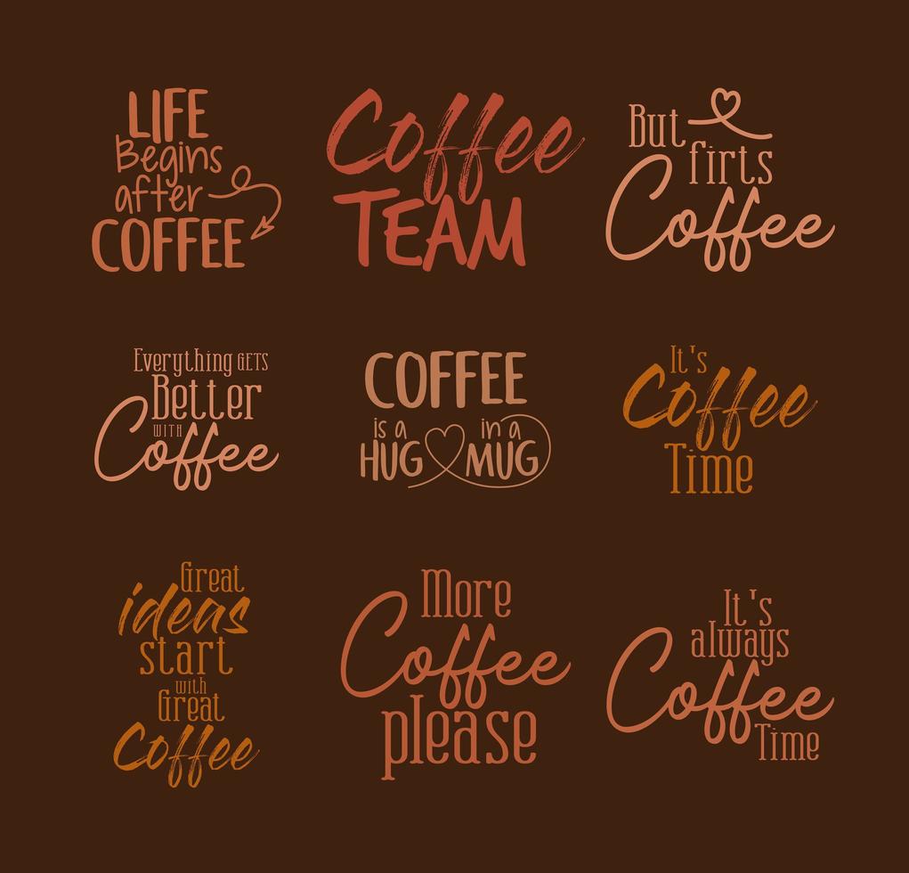 Letras de café sobre fondo marrón diseño vectorial vector