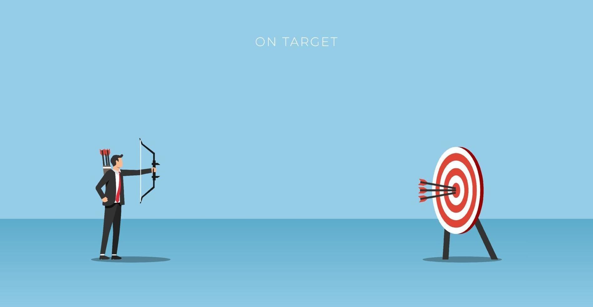 Businessman archer hitting on target. Business concept illustration vector