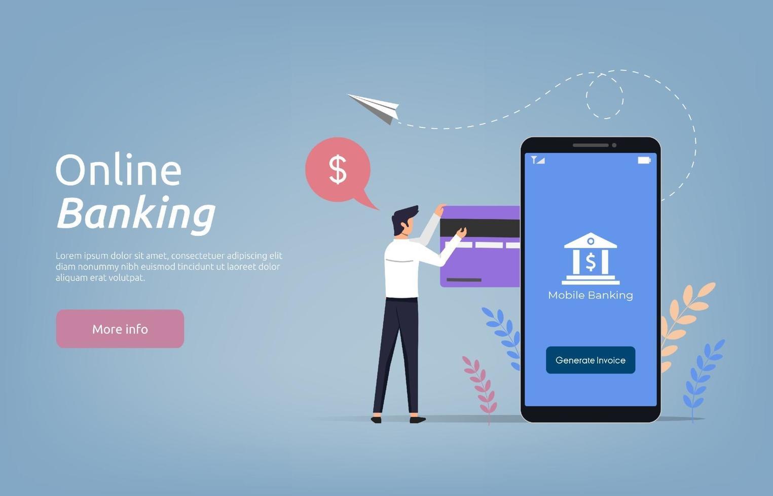 Landing page template of online banking concept illustration. vector