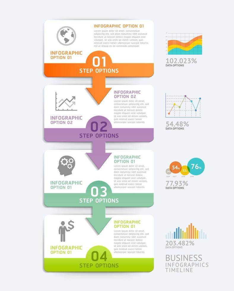 plantilla de diseño de infografías de negocios. ilustración vectorial. se puede utilizar para diseño de flujo de trabajo, diagrama, diseños web. vector