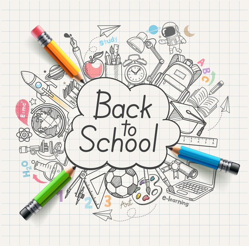 Back to school concept doodles. Vector illustration.