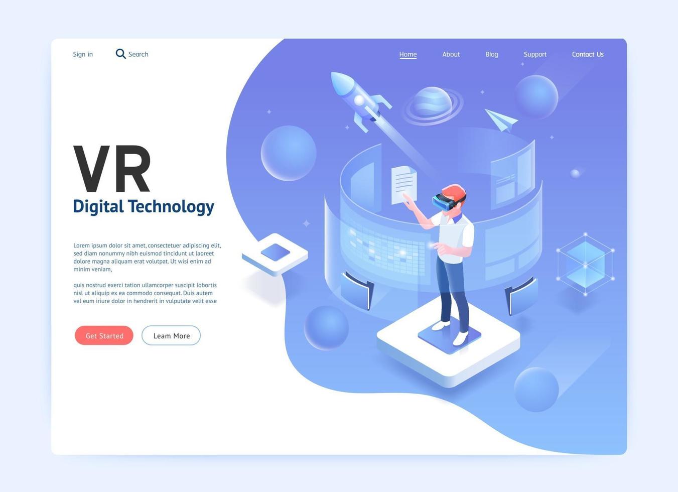 Virtual reality glasses digital technology concept. Vector illustration graphic.