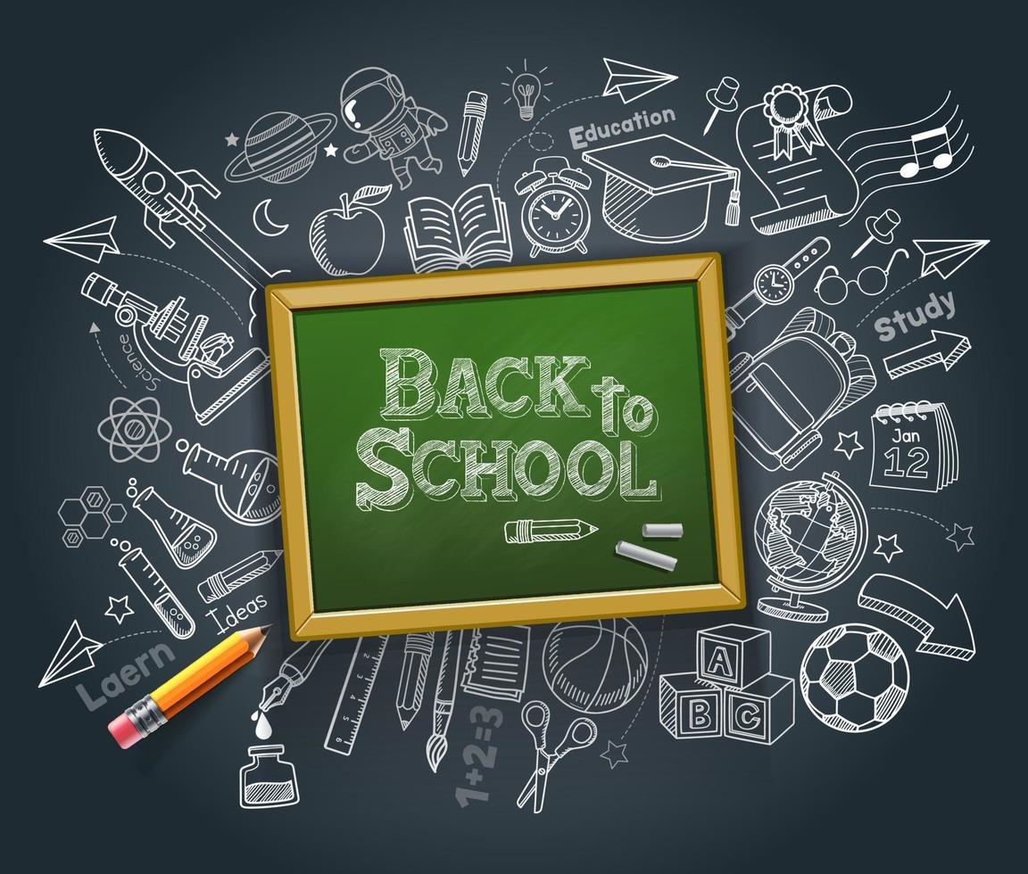 Back to school education concept doodle style vector illustration.