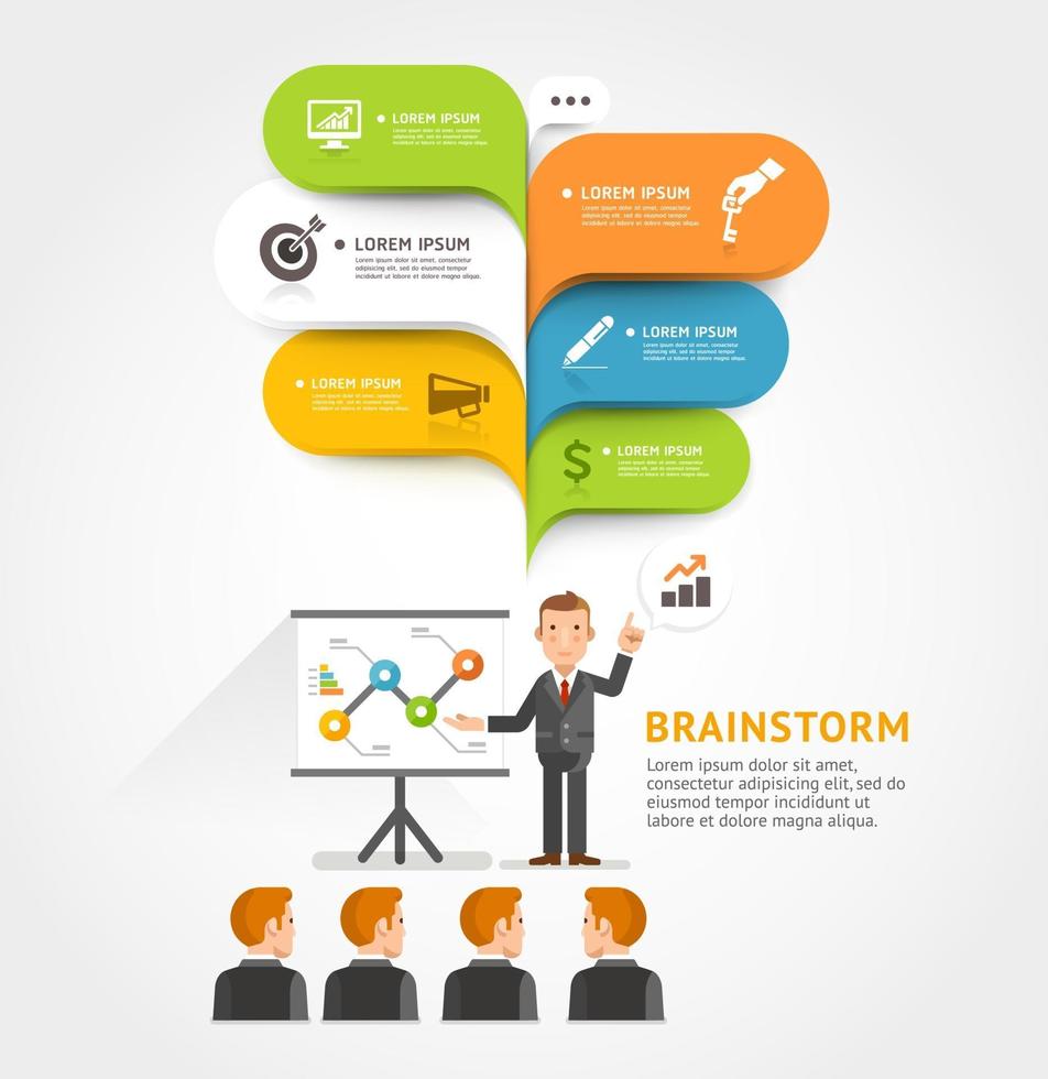 Business teamwork brainstorm with bubble speech. Vector illustrations.