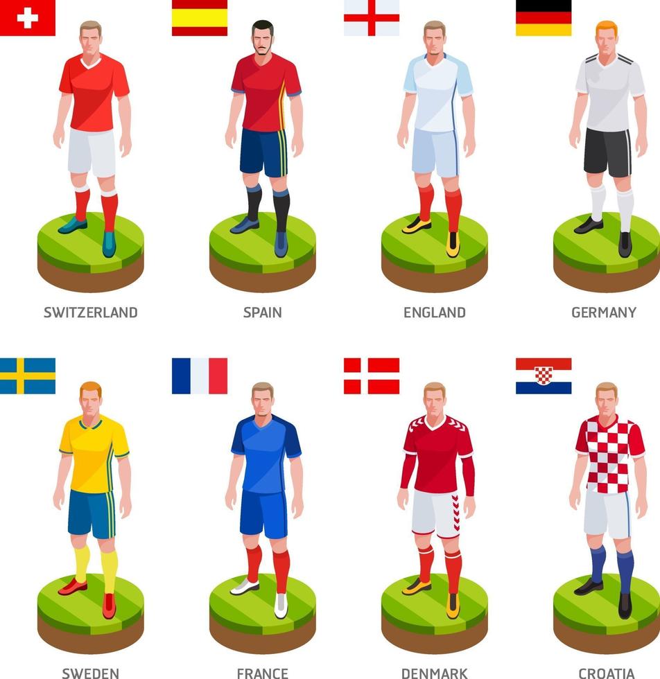 Group soccer football player jersey national world team. Vector Illustration.