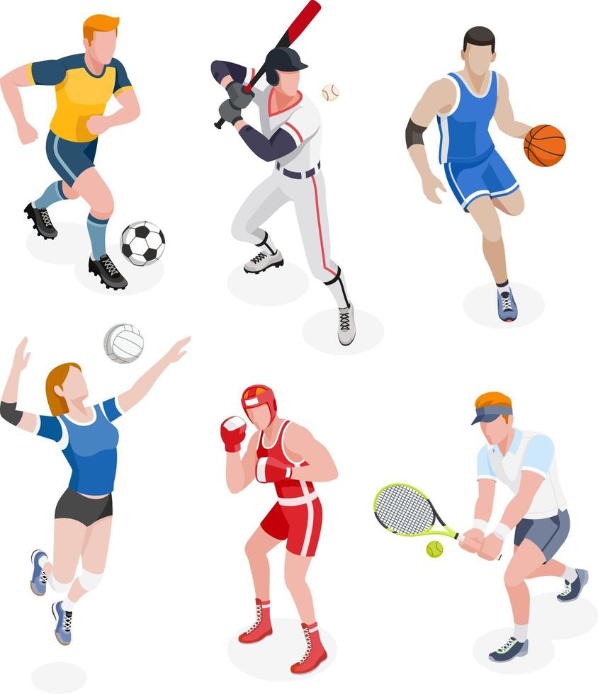 Group of sports people. Vector illustrations.